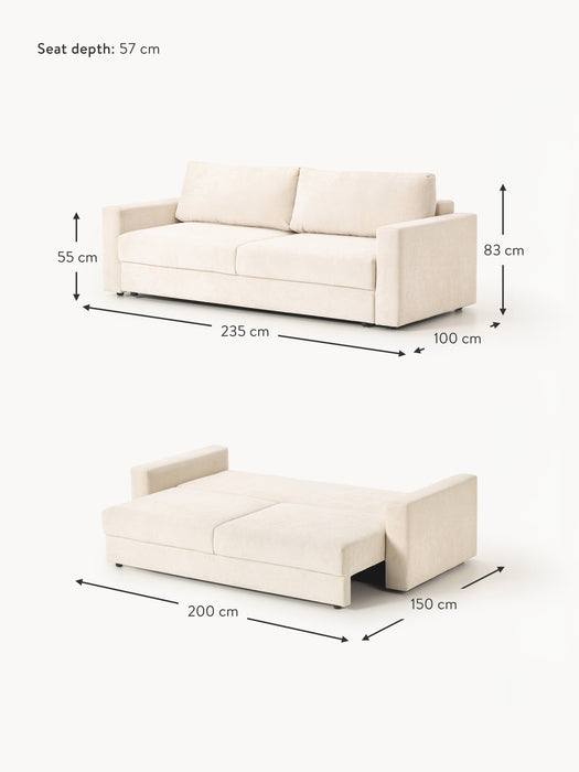 Velvet Sofa Bed Tasha 3-seater