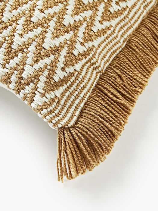 Suria Outdoor Cushion Cover with Woven Pattern and Fringes