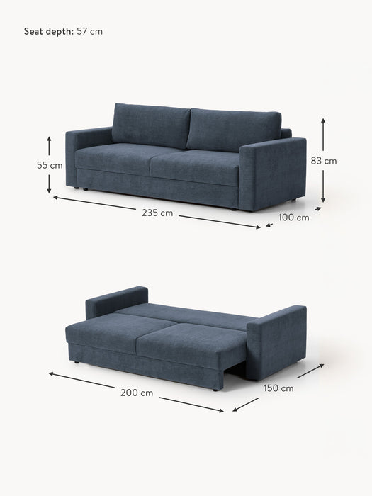 Velvet Sofa Bed Tasha 3-seater