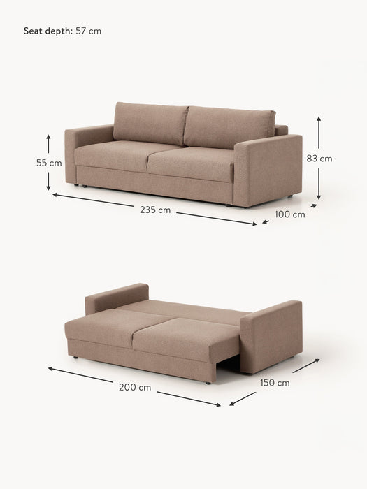 Boucl Sofa Bed Tasha 3-seater