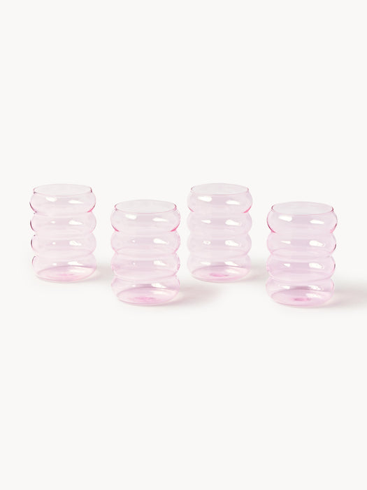 Mouth-Blown Borosilicate Tumblers Bubbly Set of 4