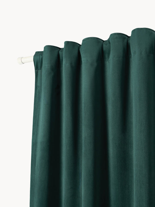 Rush Velvet Dim-Out Multi-Band Curtains, Set of 2, W 135 cm