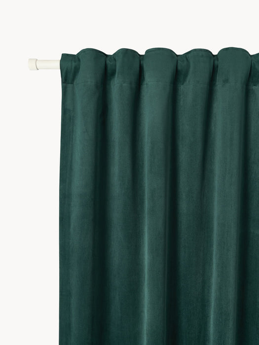 Rush Velvet Dim-Out Multi-Band Curtains, Set of 2, W 135 cm
