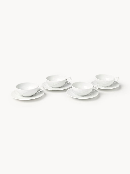 Adonis Porcelain Tea Cups with Saucers, Set of 4