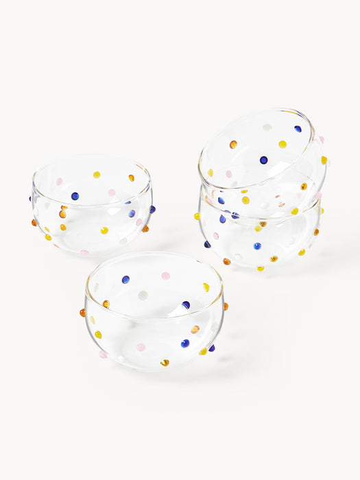 Small Mouth-Blown Borosilicate Bowls Perli Set of 4