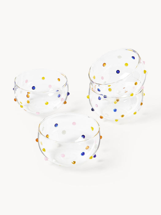 Perli Small Mouth-Blown Borosilicate Bowls, Set of 4