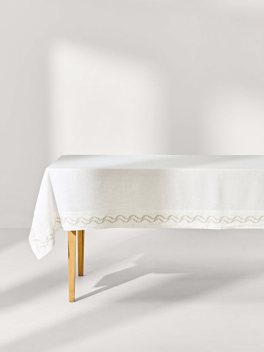 Ivy Hand-Embroidered Washed Linen Tablecloth
