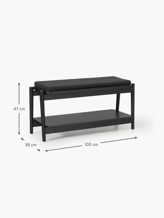 Upholstered Wooden Bench Libby with Shoe Rack