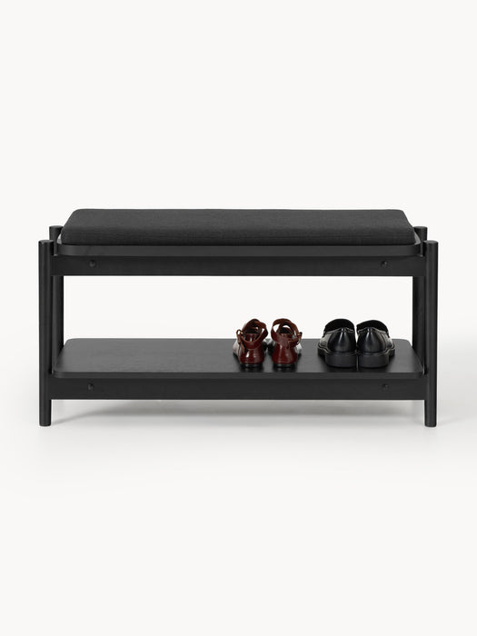 Upholstered Wooden Bench Libby with Shoe Rack