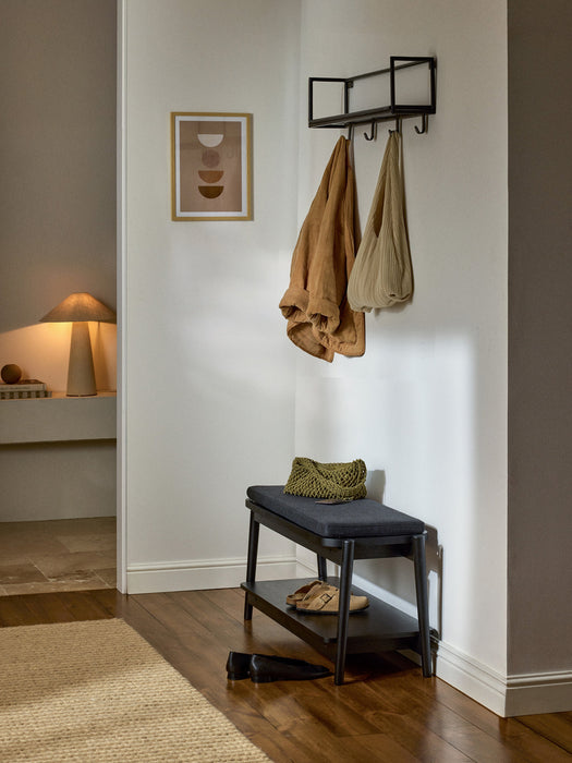 Upholstered Wooden Bench Libby with Shoe Rack