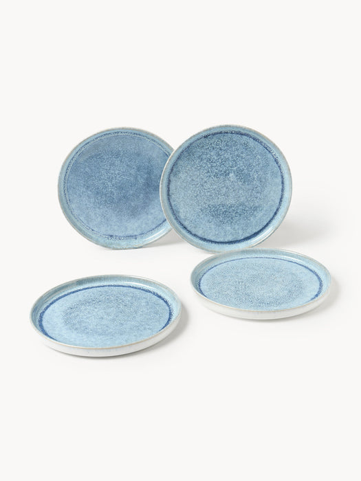 Danza Handmade Breakfast Plates with Reactive Glaze, Set of 4