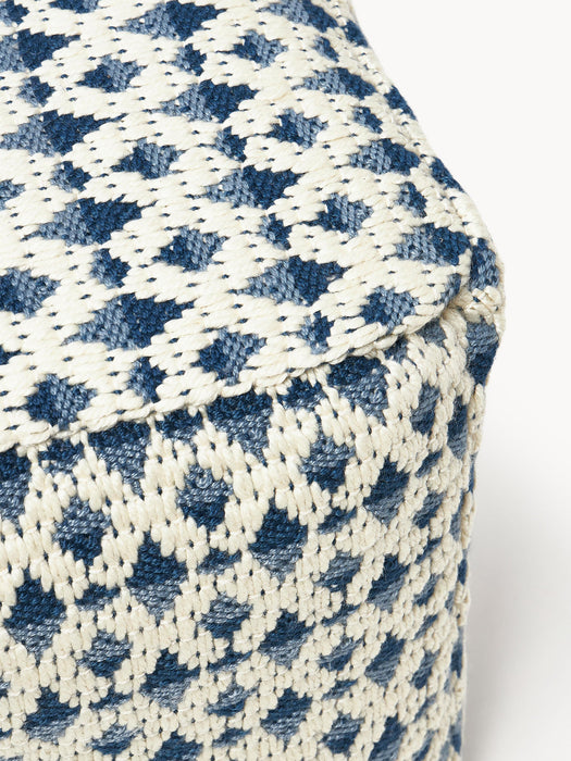 Yamir Outdoor Pouffe with Woven Pattern