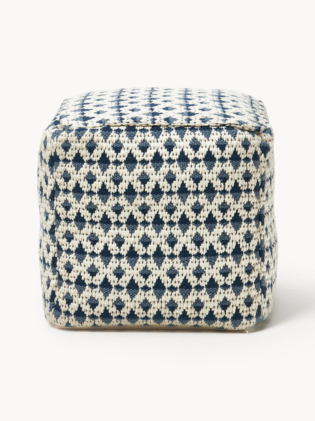 Yamir Outdoor Pouffe with Woven Pattern
