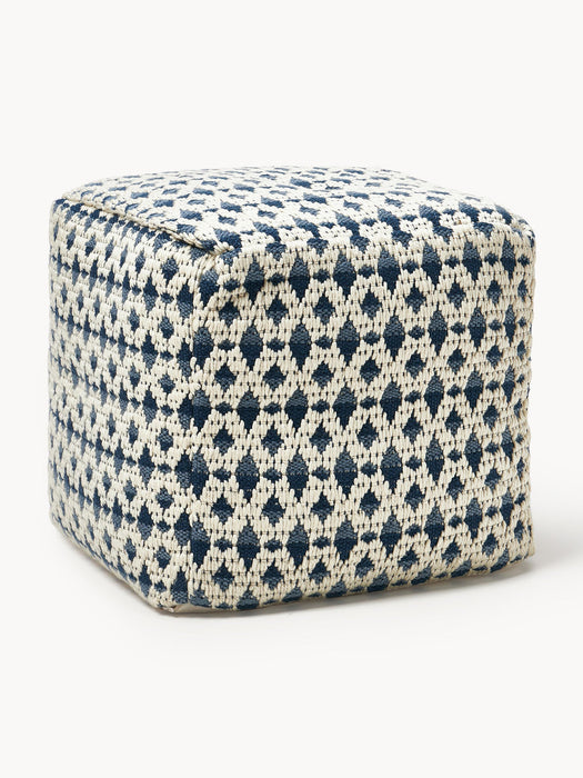 Yamir Outdoor Pouffe with Woven Pattern