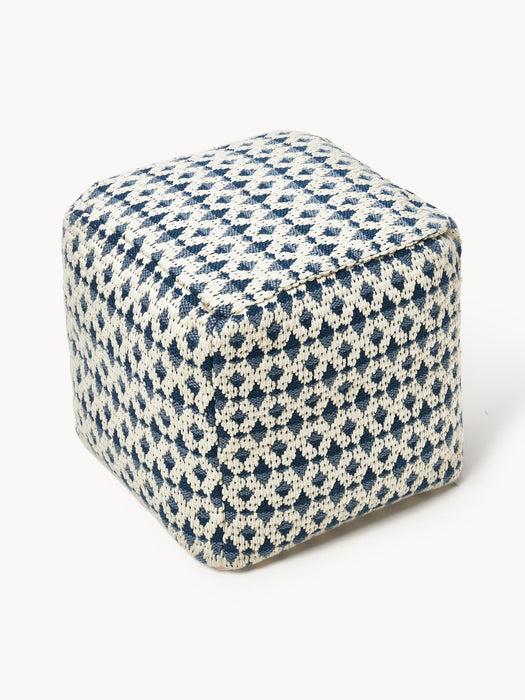 Yamir Outdoor Pouffe with Woven Pattern
