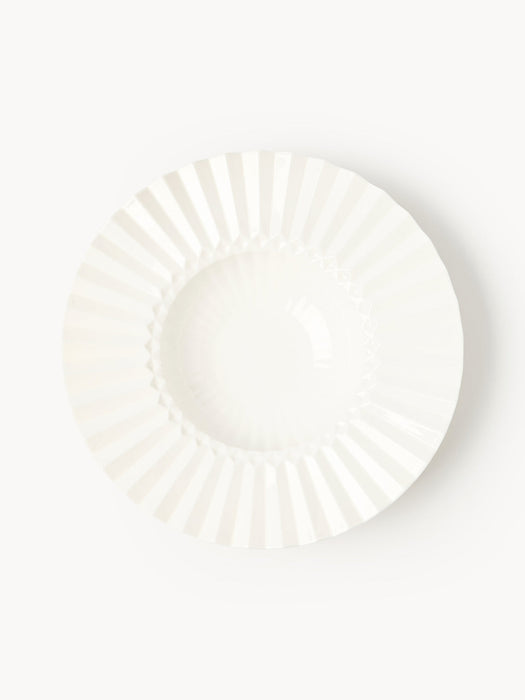 Antonin Porcelain Soup Plates with Embossed Pattern, Set of 4