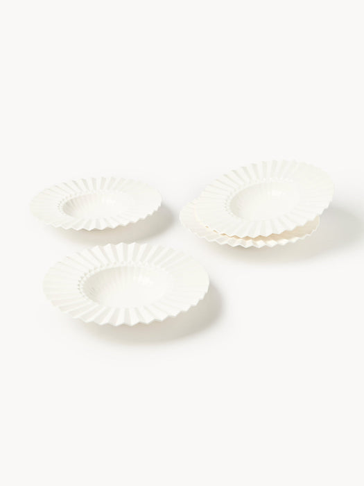 Antonin Porcelain Soup Plates with Embossed Pattern, Set of 4