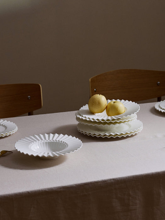 Antonin Porcelain Soup Plates with Embossed Pattern, Set of 4