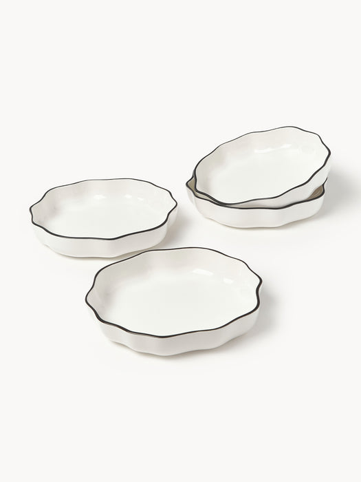 Porcelain Pasta Plates Bia with Wavy Rim Set of 4