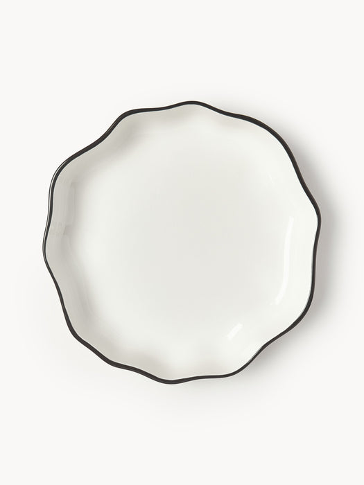 Porcelain Pasta Plates Bia with Wavy Rim Set of 4