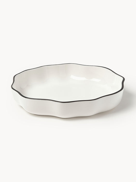 Porcelain Pasta Plates Bia with Wavy Rim Set of 4