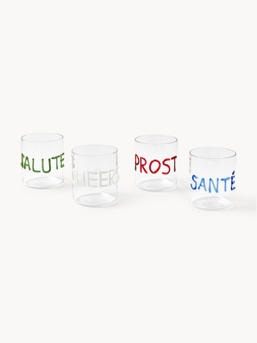 Mouth-Blown Borosilicate Tumblers Tutti Set of 4