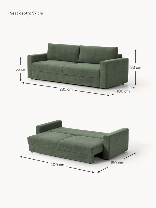 Velvet Sofa Bed Tasha 3-seater