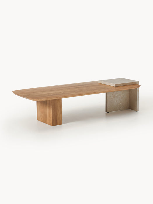 Oak Wood and Marble Coffee Table Naida