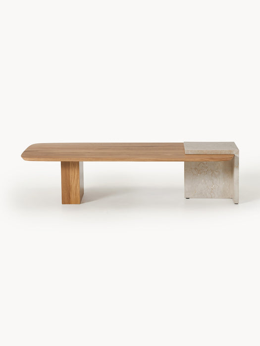 Oak Wood and Marble Coffee Table Naida