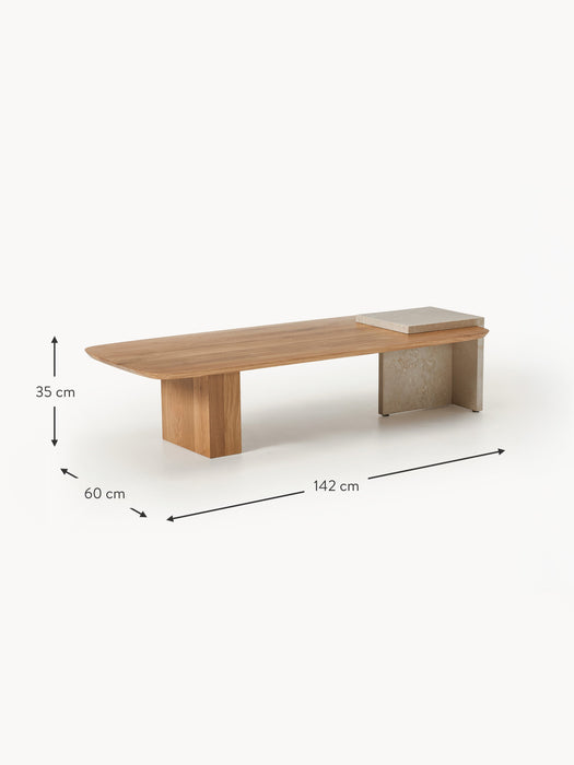 Oak Wood and Marble Coffee Table Naida