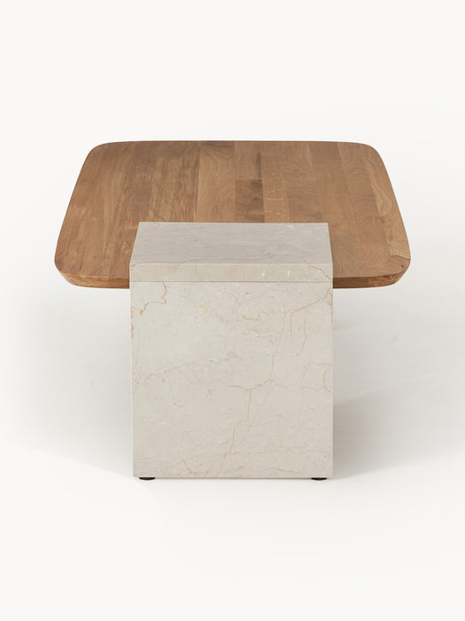 Oak Wood and Marble Coffee Table Naida