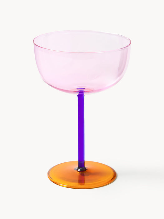 Karisa Mouth-Blown Borosilicate Champagne Coupes, Set of 4