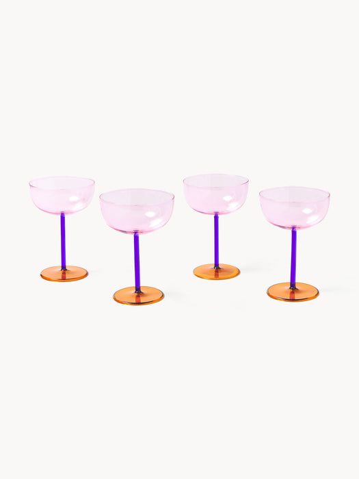 Karisa Mouth-Blown Borosilicate Champagne Coupes, Set of 4
