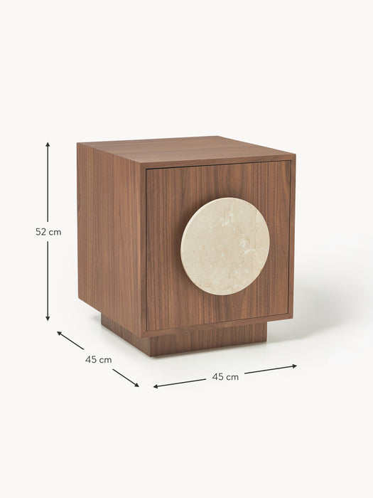 Bedside Table Holden with Travertine Handle