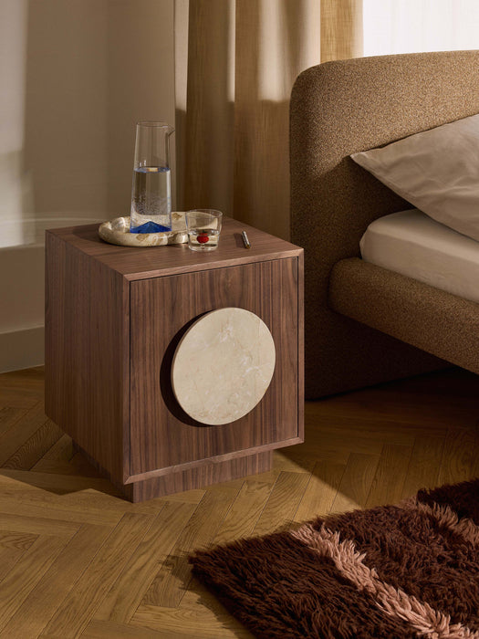 Bedside Table Holden with Travertine Handle
