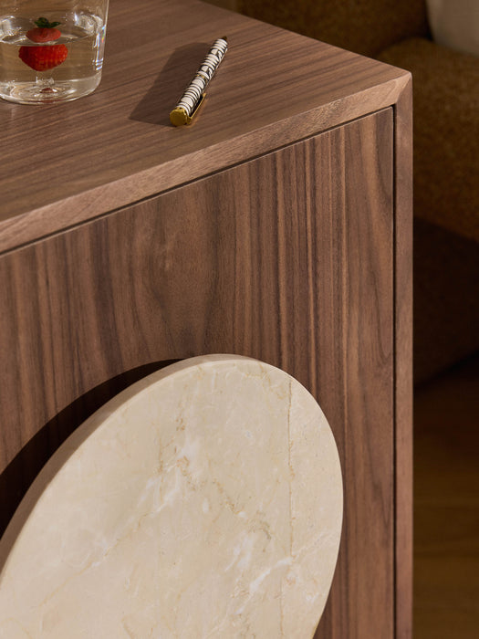 Bedside Table Holden with Travertine Handle