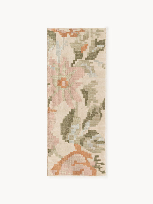 Rosha Wool Runner with Stitched Flower Pattern