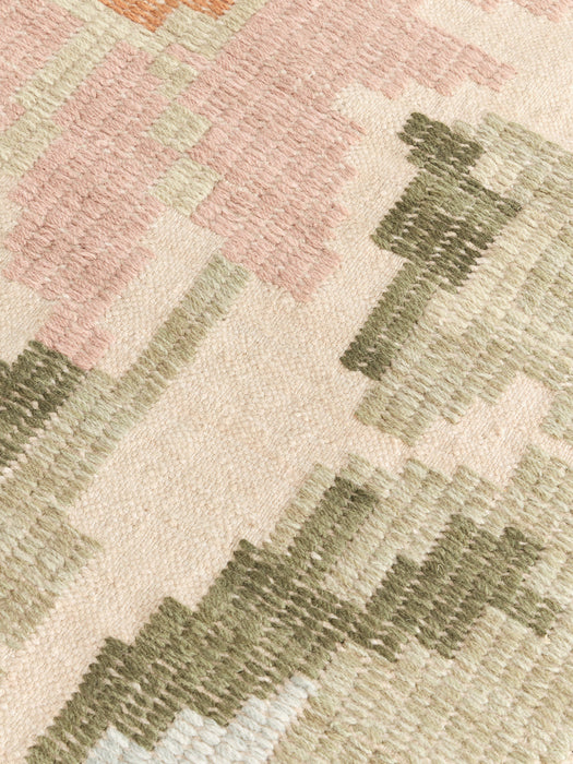 Rosha Wool Runner with Stitched Flower Pattern