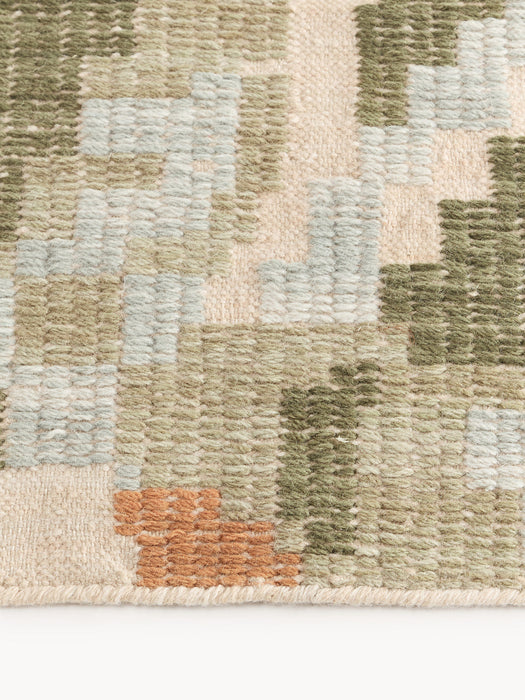 Rosha Wool Runner with Stitched Flower Pattern