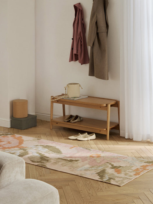 Rosha Wool Runner with Stitched Flower Pattern