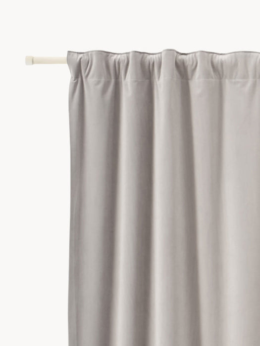 Rush Velvet Dim-Out Multi-Band Curtains, Set of 2, W 135 cm