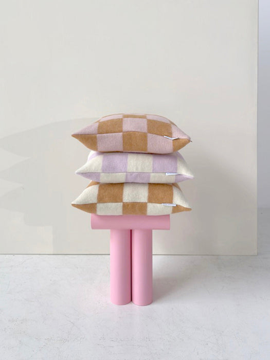 Wool Cushion Cover Level Up with Checked Pattern