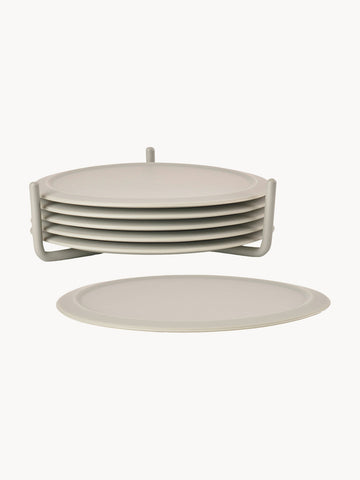 Plain Silicone Coasters with Stand, Set of 6