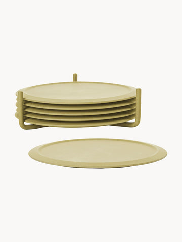 Plain Silicone Coasters with Stand, Set of 6