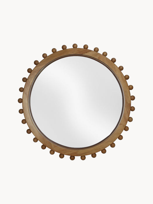 Round Wall Mirror Speculum with Rubberwood Frame