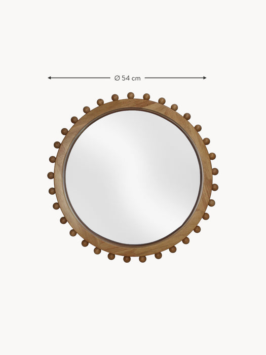 Round Wall Mirror Speculum with Rubberwood Frame