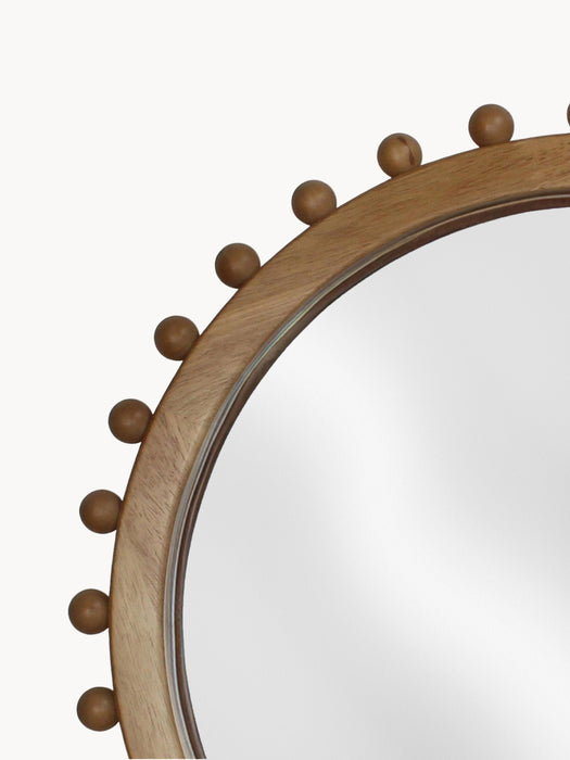 Round Wall Mirror Speculum with Rubberwood Frame