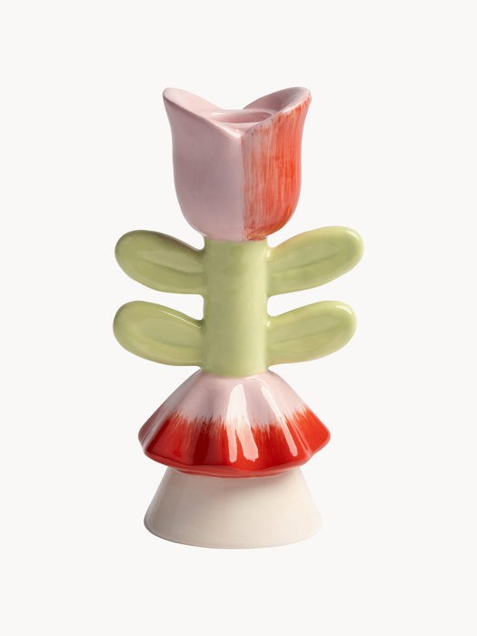 Hand-Painted Candle Holder Blume
