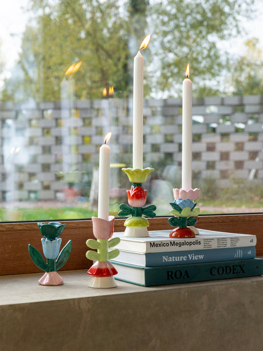 Hand-Painted Candle Holder Blume