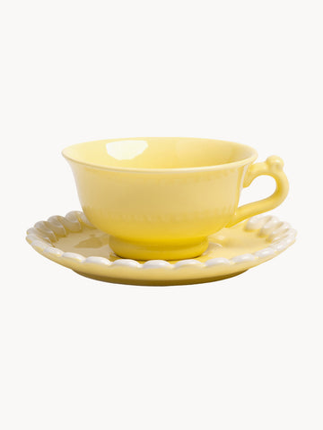 Handmade Tea Cup & Saucer Whip, Set of 2